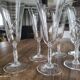 Set of 10 vintage champagne flutes in chiseled crystal with flared drinking