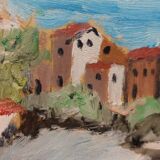 Rare oil painting Giuseppe Serafini view of the Arno Montelupo Fiorentino 1962