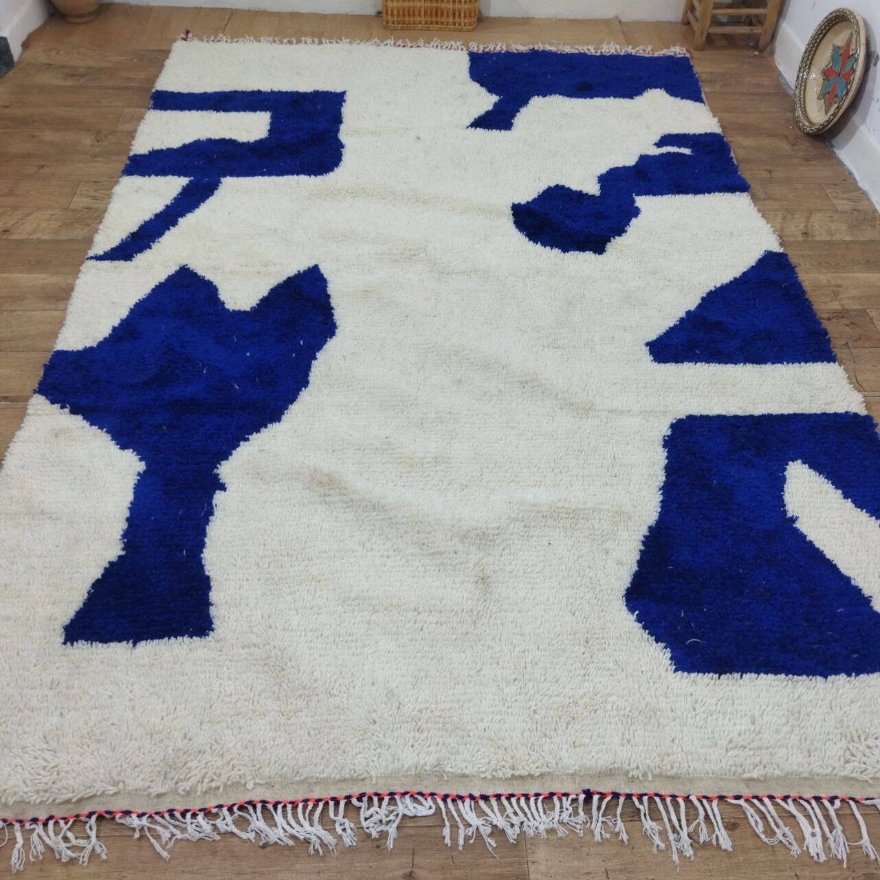 Azilal Vintage Rug 300x200 cm - Blue Abstract Patterns