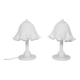 Set of two Hollywood Regency table lamps, white flowers, Italy, 1960s.