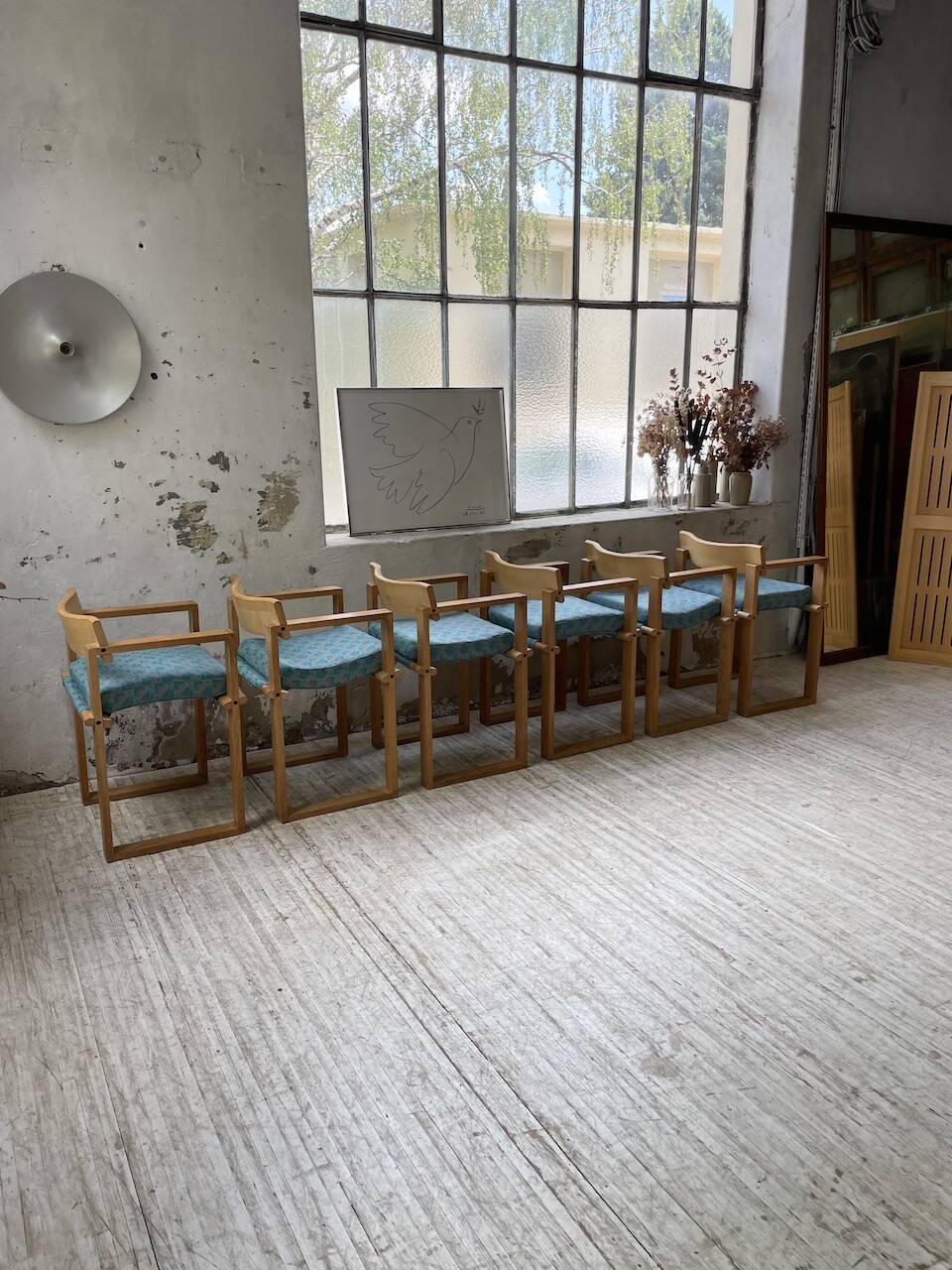 Set of 6 oak chairs with armrests Ate Van Apeldoorn