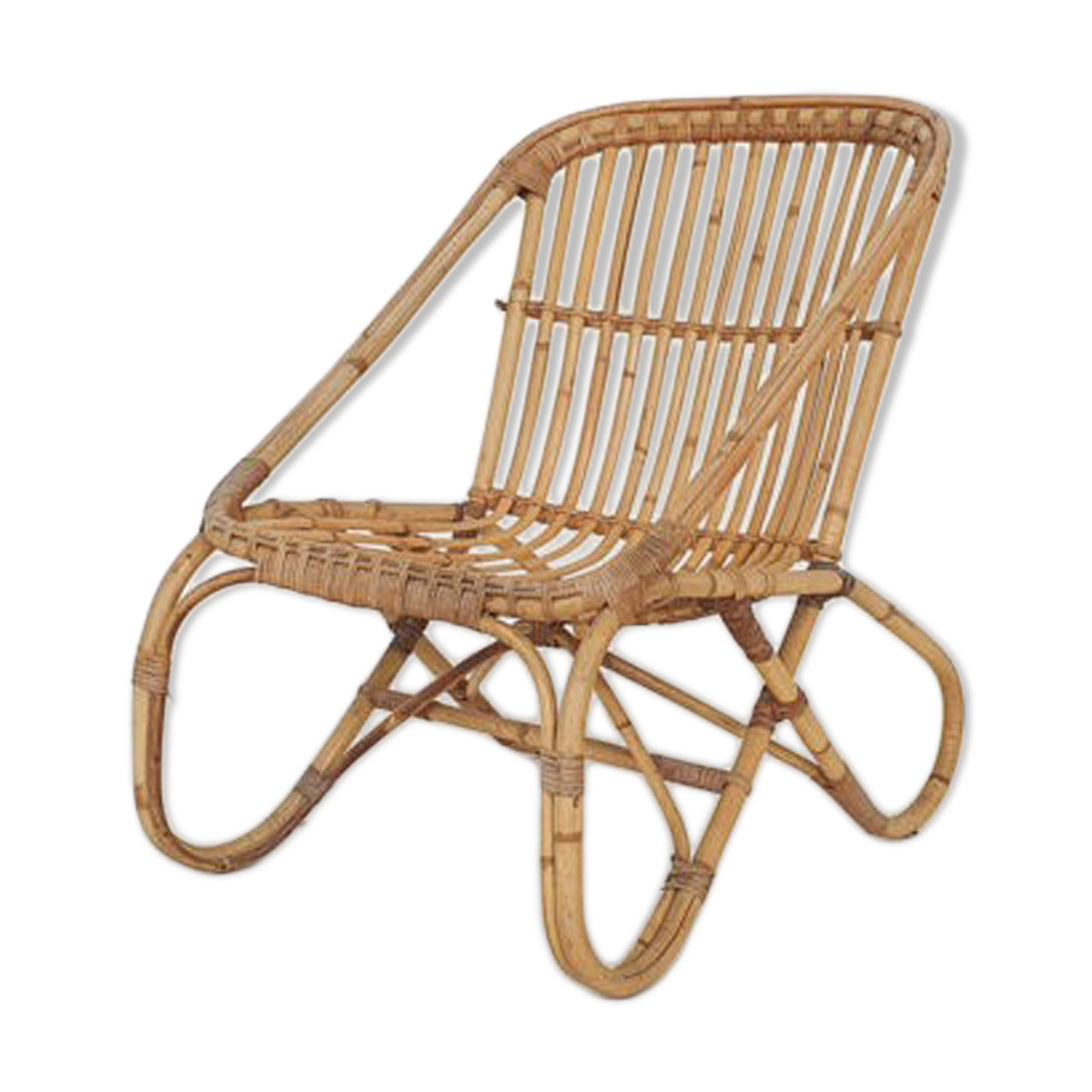 fauteuil en bambou du milieu du siècle Pays-Bas années 1950