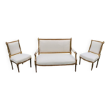 Banquette ancienne style louis xvi avec ses deux chaises
