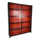 Antique Chinese Display Cabinet / Open Bookcase with Red Lacquer Interior
