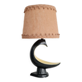 Black and yellow ceramic lamp - jute lampshade