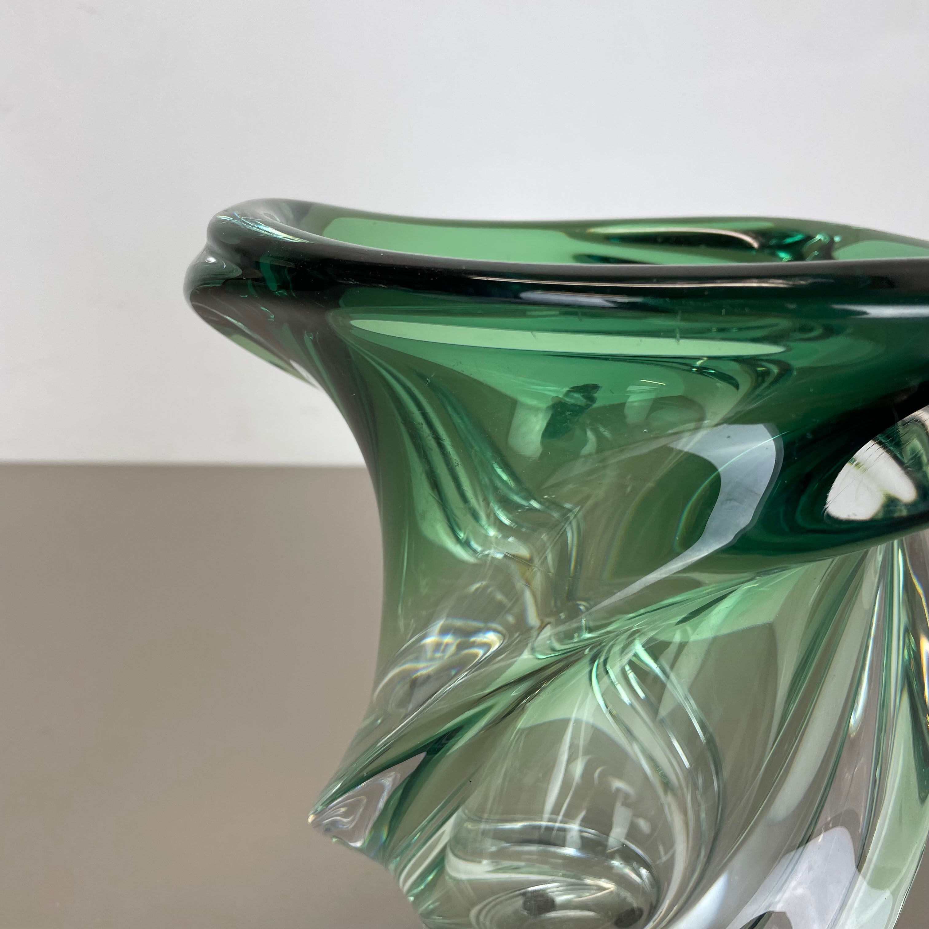 Heavy 5,1kg Crystal "Wave" Glass Vase Object by Val Saint Lambert, Belgium 1960s