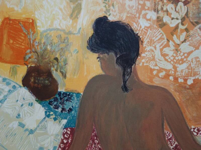 Nancy DELOUIS: Nude from behind, original signed lithograph