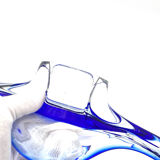 Large Coupe Hospodka Crystal Bohemia Sommerso Cobalt Blue Trim