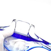 Grande Coupe Hospodka Cristal Bohême Sommerso Liseré Bleu Cobalt