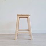 White wooden painter's stool - blue seat