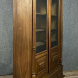 Gothic Renaissance library in solid walnut with columns around 1850