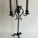 Pair of large Napoleon III candlesticks in patinated bronze