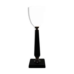 Lampe de table art Déco, pied en cuir Le Tanneur