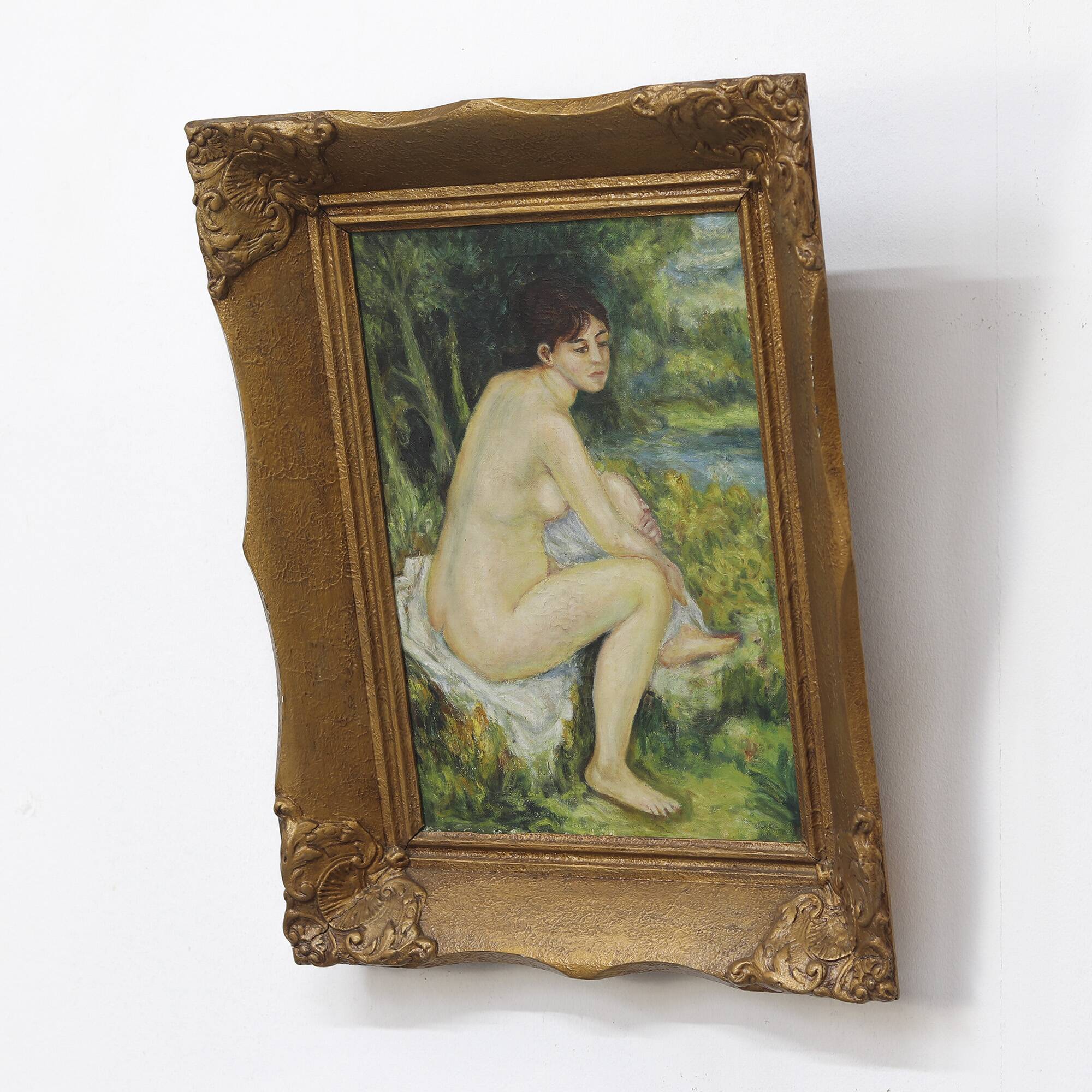 French Naive Folk Art Painting with Nude Figure – ca. 1920
