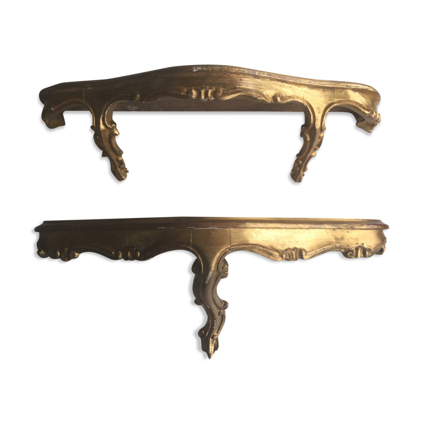 Lot of two gold wall consoles style 18th, production 20th (probably Italian)