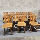 12 wooden bistro chairs, 1970