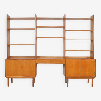 Mid century free standing oak wall unit