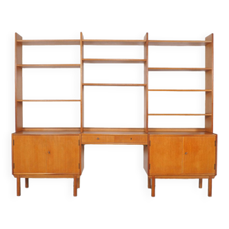 Mid century free standing oak wall unit