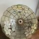 Pendant light, chandelier in mother-of-pearl and brass