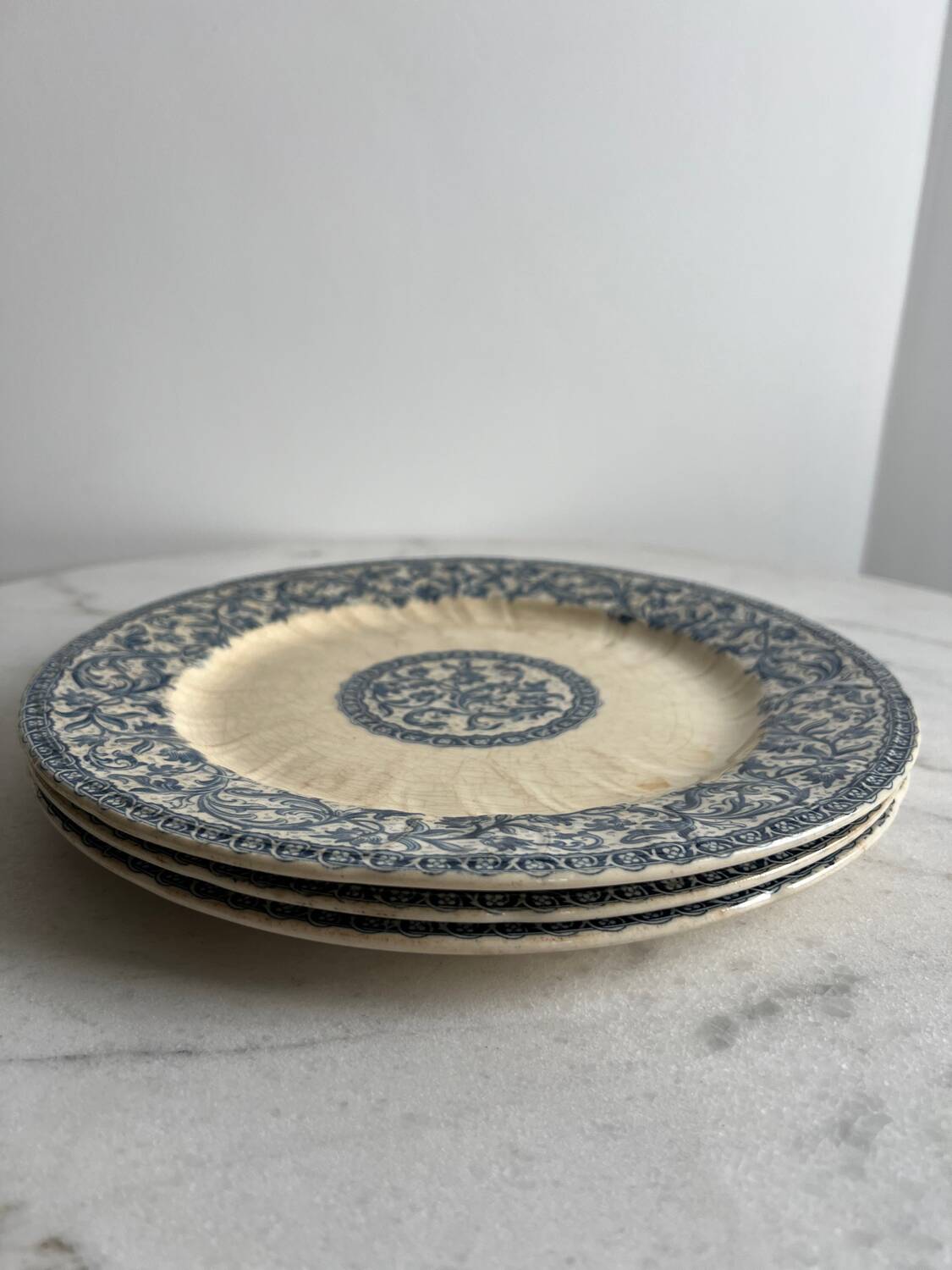 Set of 3 Gien Garlands & Foliage ironstone plates