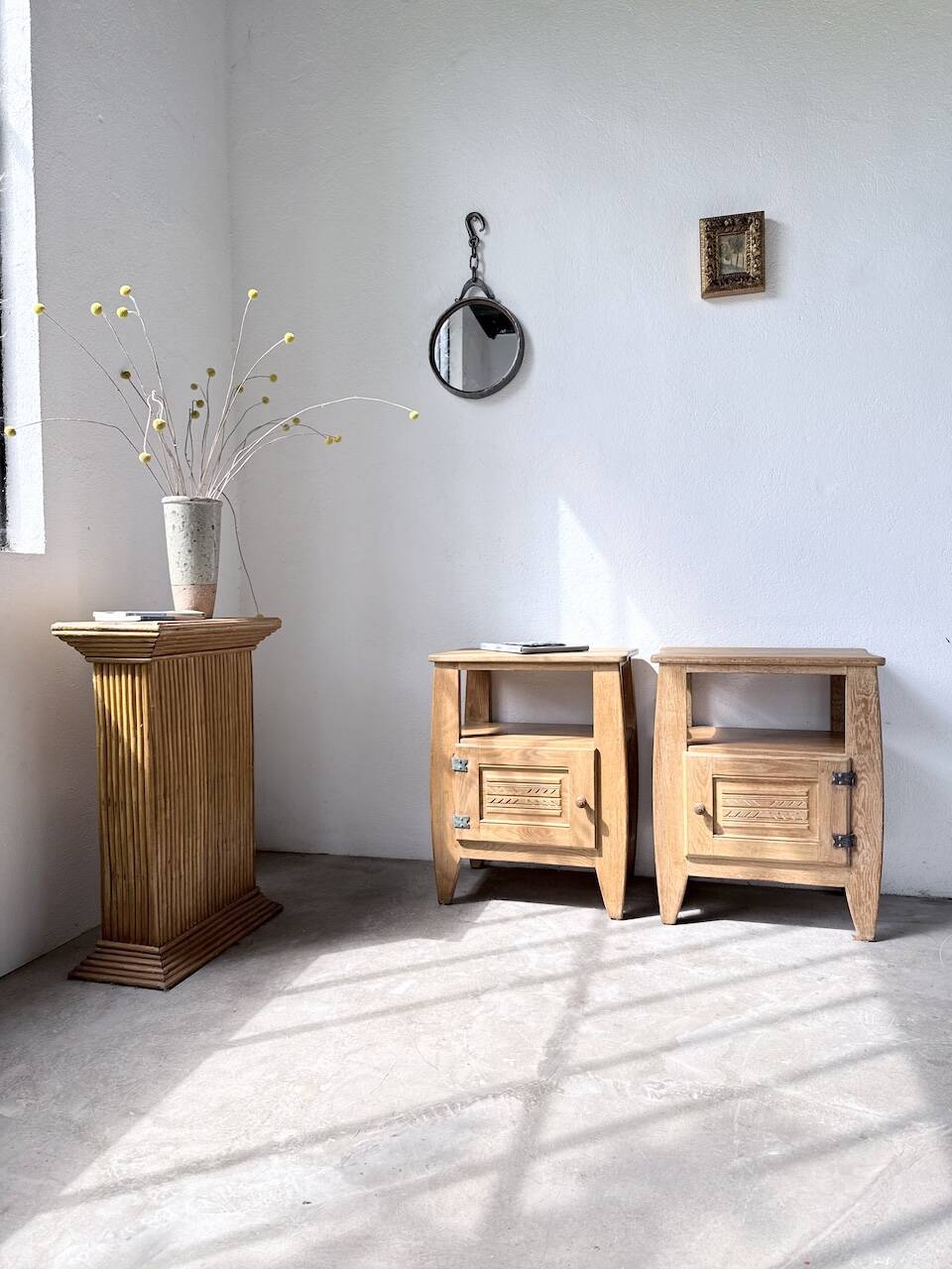 Pair of oak bedside tables 1950