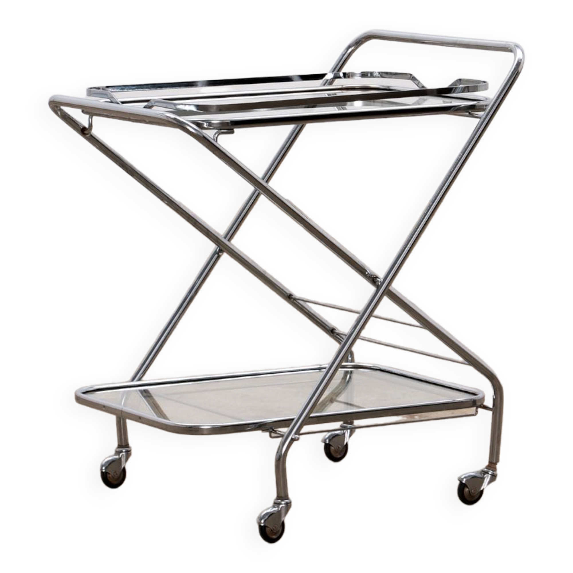 Vintage trolley nice chrome or bar cart, 1960 France.