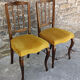 Pair of Louis Philippe chairs, wood and yellow ochre velvet, vintage, 60s