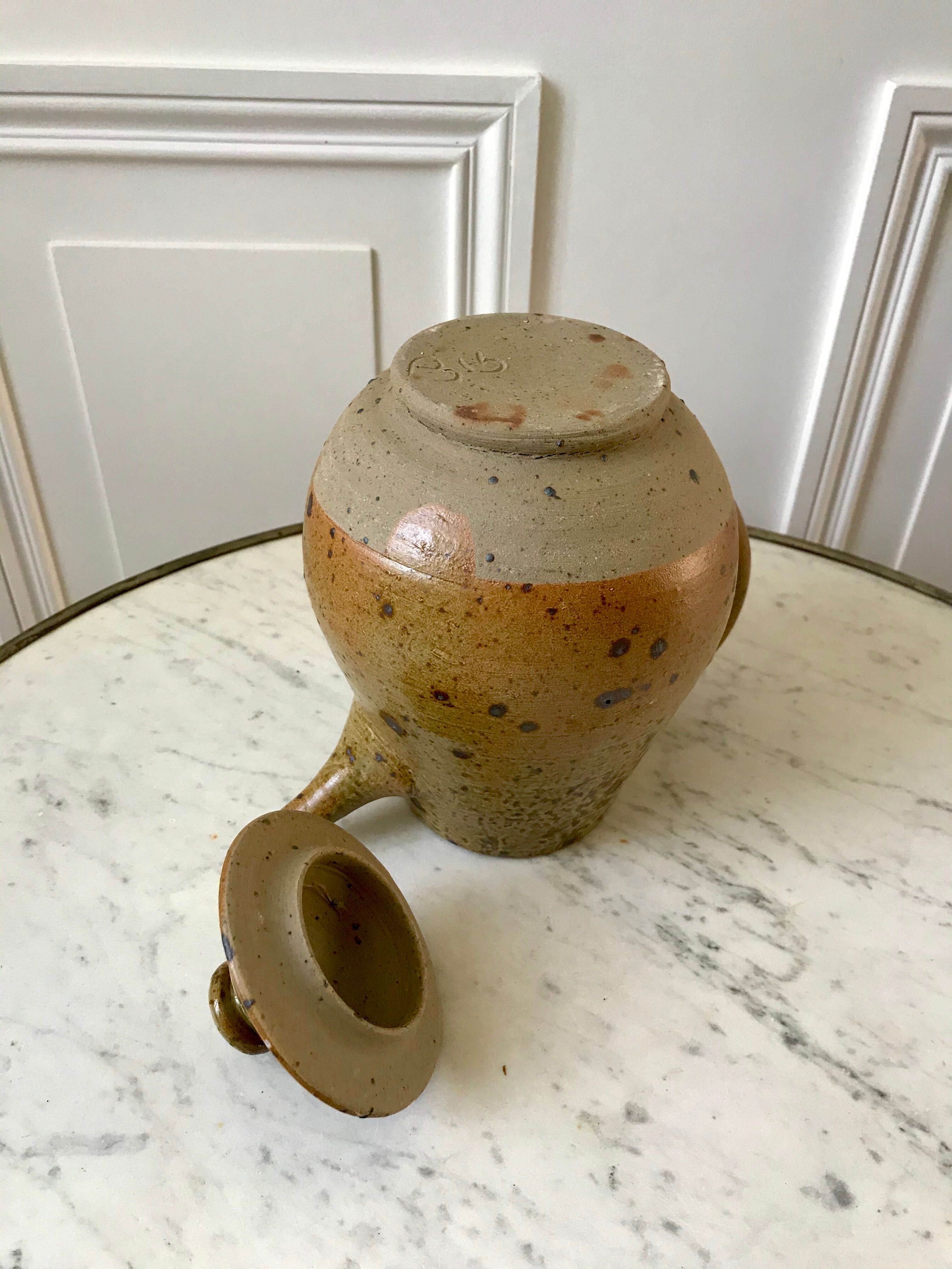 coffee service 6 cups and saucers, teapot and sugar bowl in ceramic / pottery / stoneware years 50-6