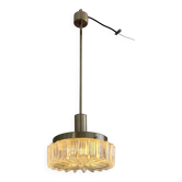 Vintage 1960s pendant lamp in pressed glass and chromed metal Staff Leuchten Germany