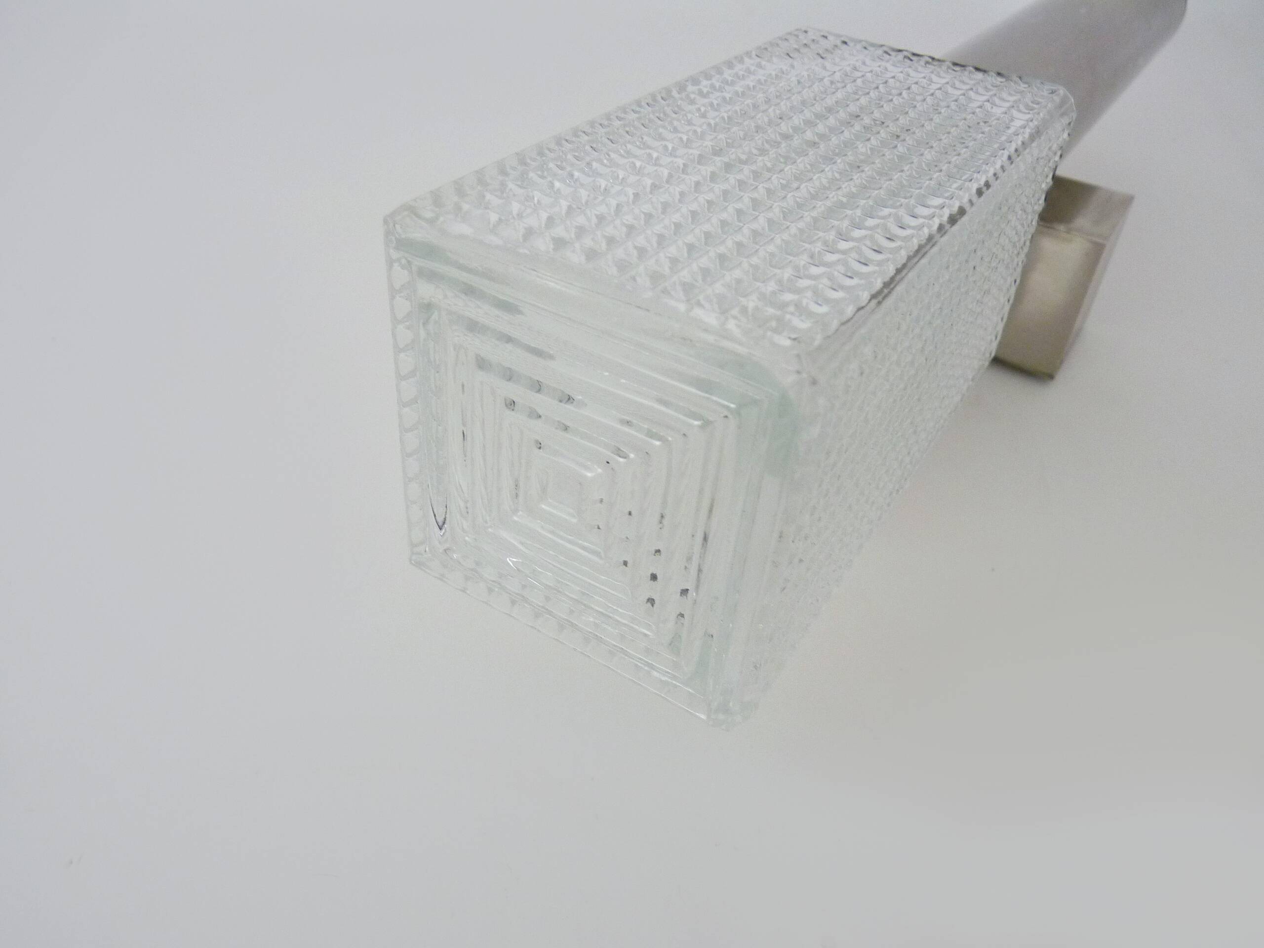 Large wall light in brushed metal. 70s