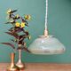 Vintage green and gold glass lampshade pendant light
