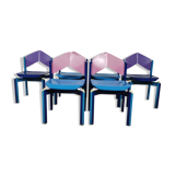 set 6 multicolored chairs 80s