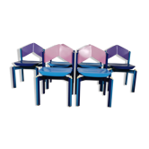 set 6 multicolored chairs 80s