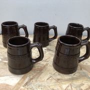 Serie 5 tasses chopes miedzygorze céramique marron vintage