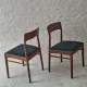 Pair of Henning Kjaernulf teak dining chairs sea blue-green, Denmark 1960s