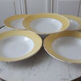 Lot de 5 assiettes creuses Badonviller jaune poussin années 50-60