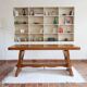 Solid wood dining table, sculpted brutalist base, 1960s.