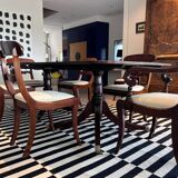 Antique Georgian twin pedestals dining table and 10 chairs