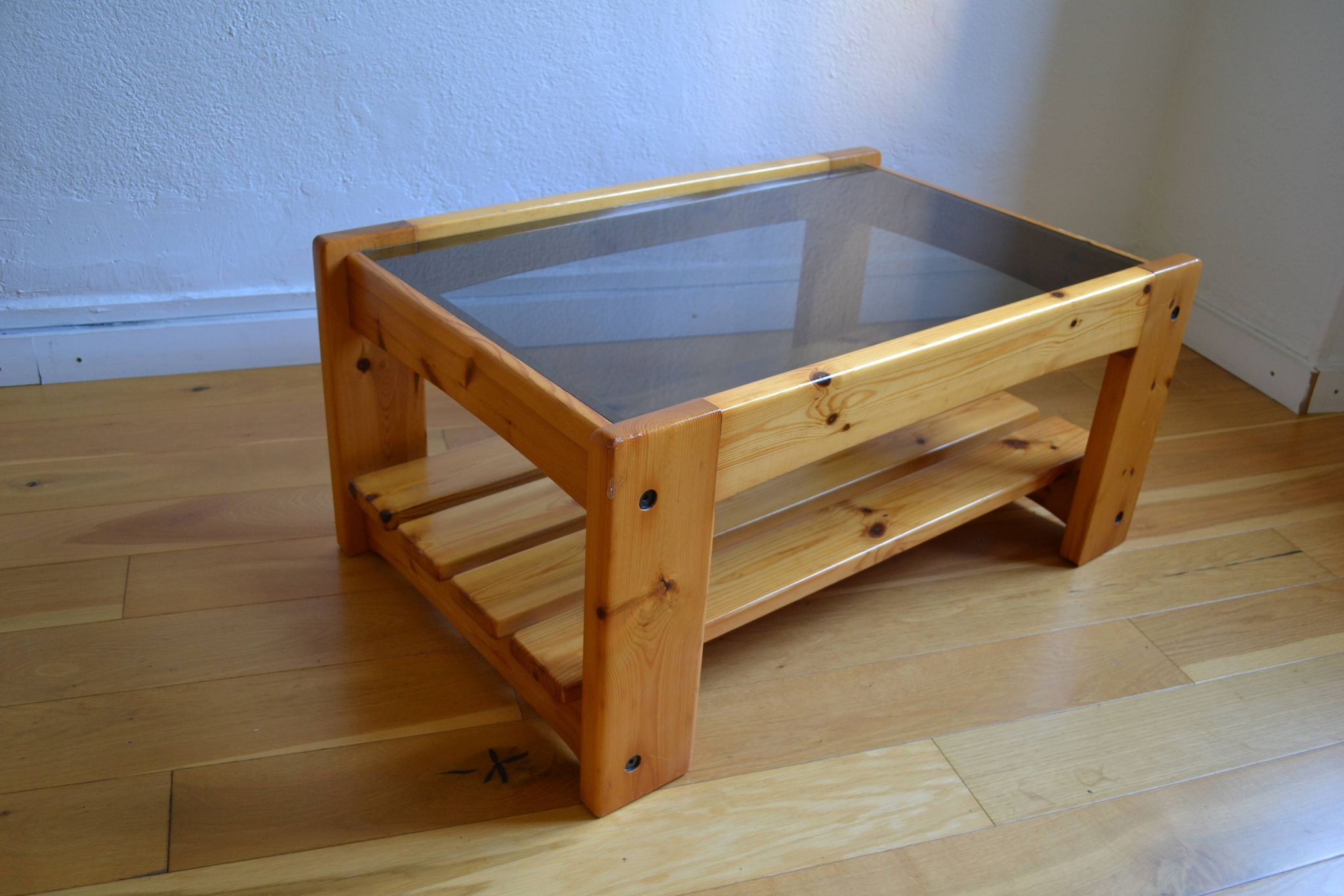 Table basse bois et verre