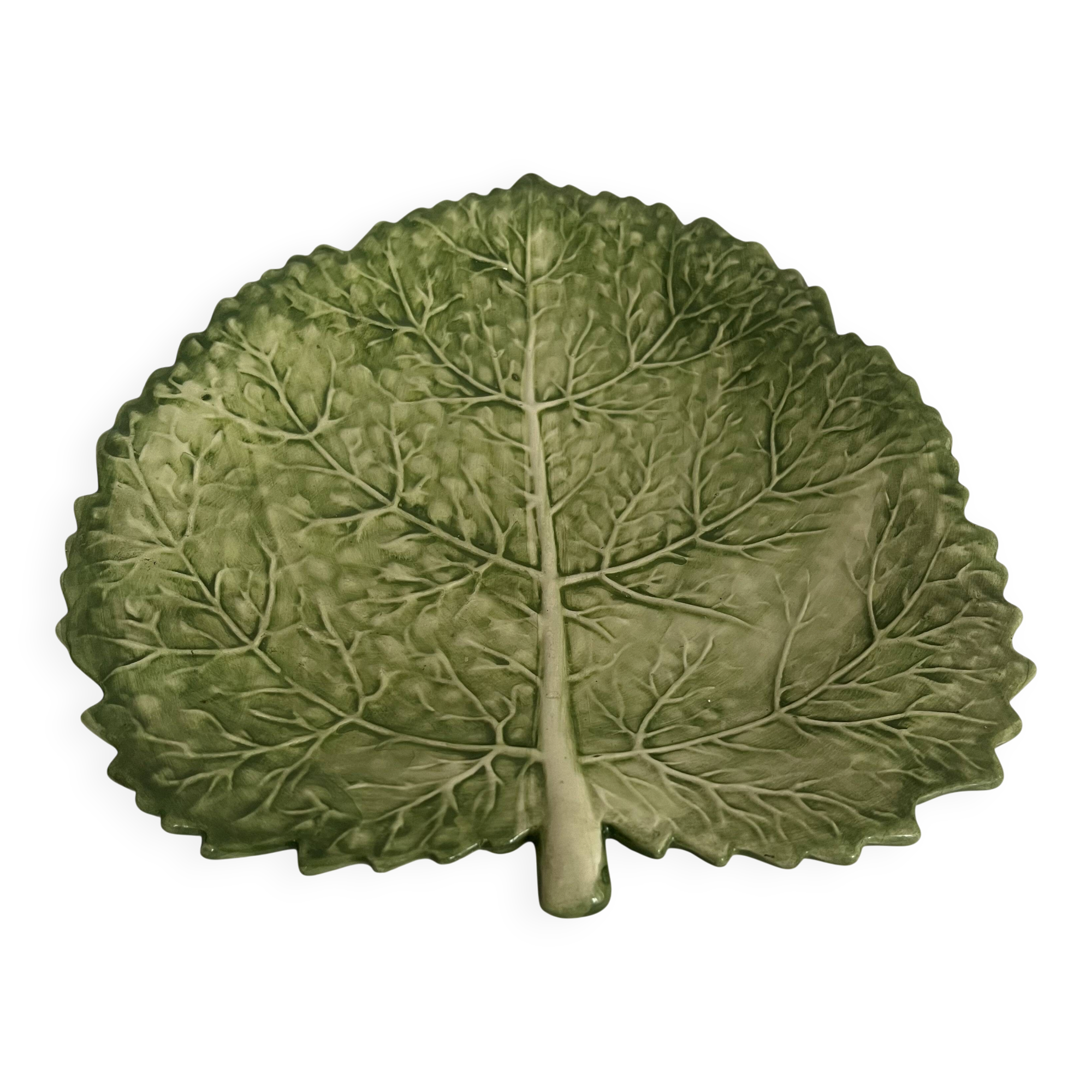 Plat barbotine, feuille de chou