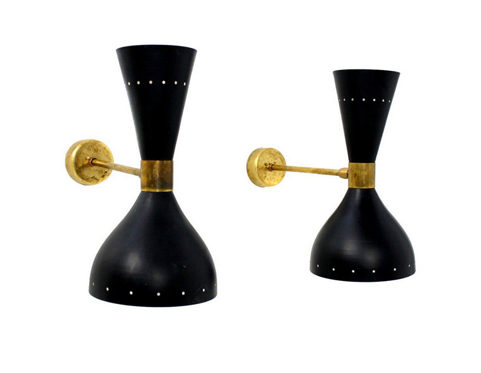 Pair wall lamps moonlight black