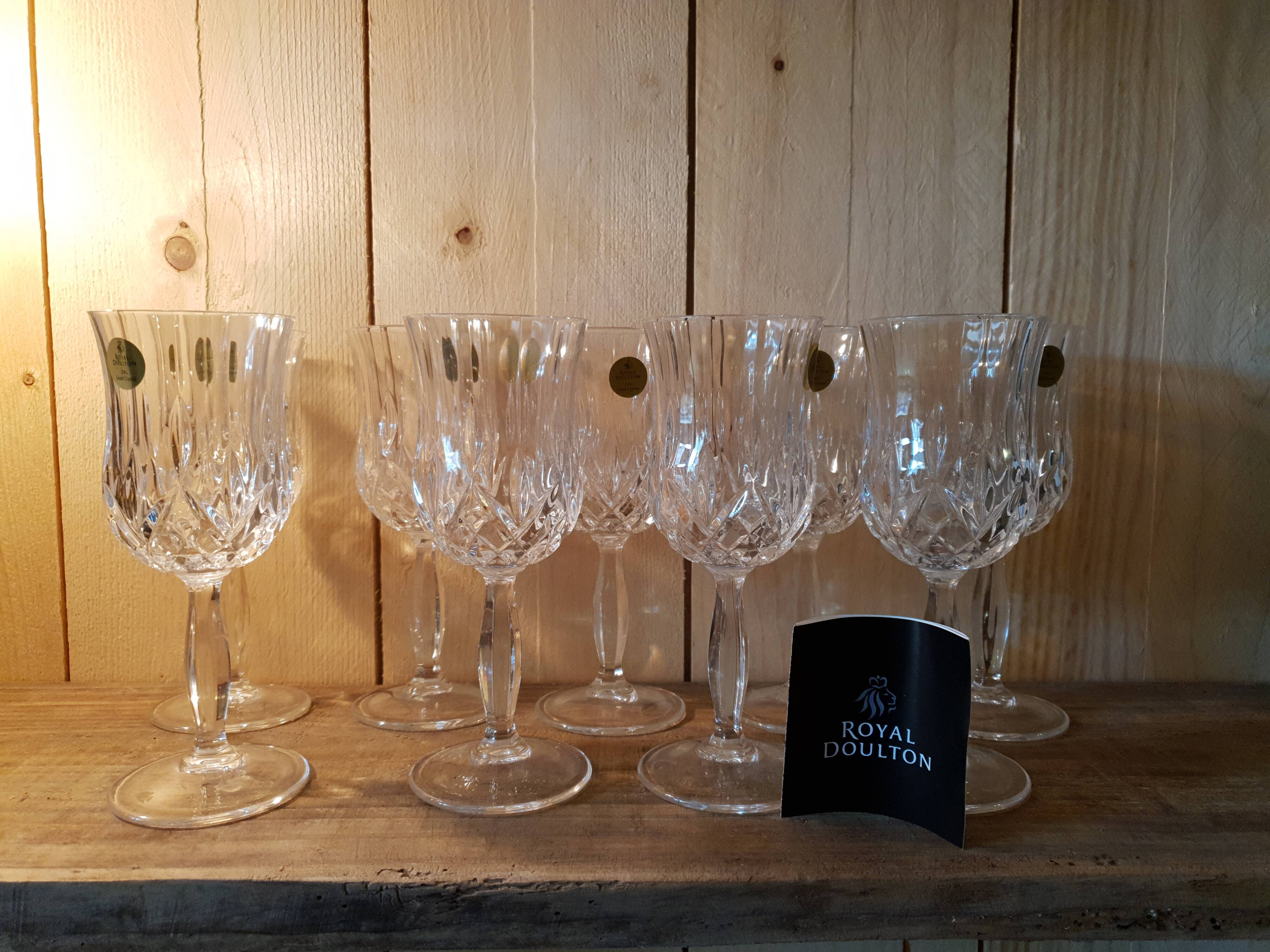 Set of 9 crystal wine glasses