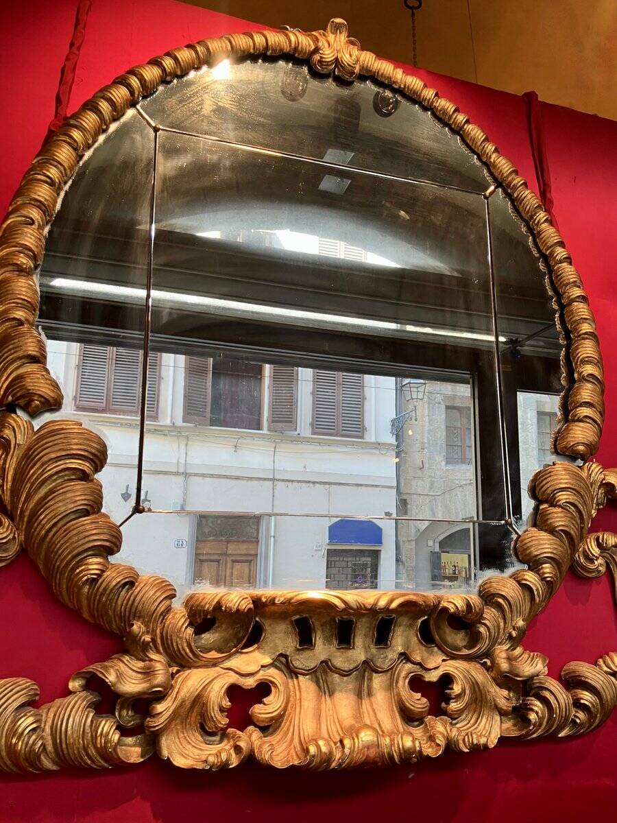 19th Century Florentine Eclectic Gilt Wood Mirror with Cinematic Provenance, 1890s