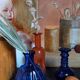 Trio of vintage blown glass soliflore vases