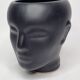 Anthropomorphic pot cover in matt black glazed ceramic, 80s