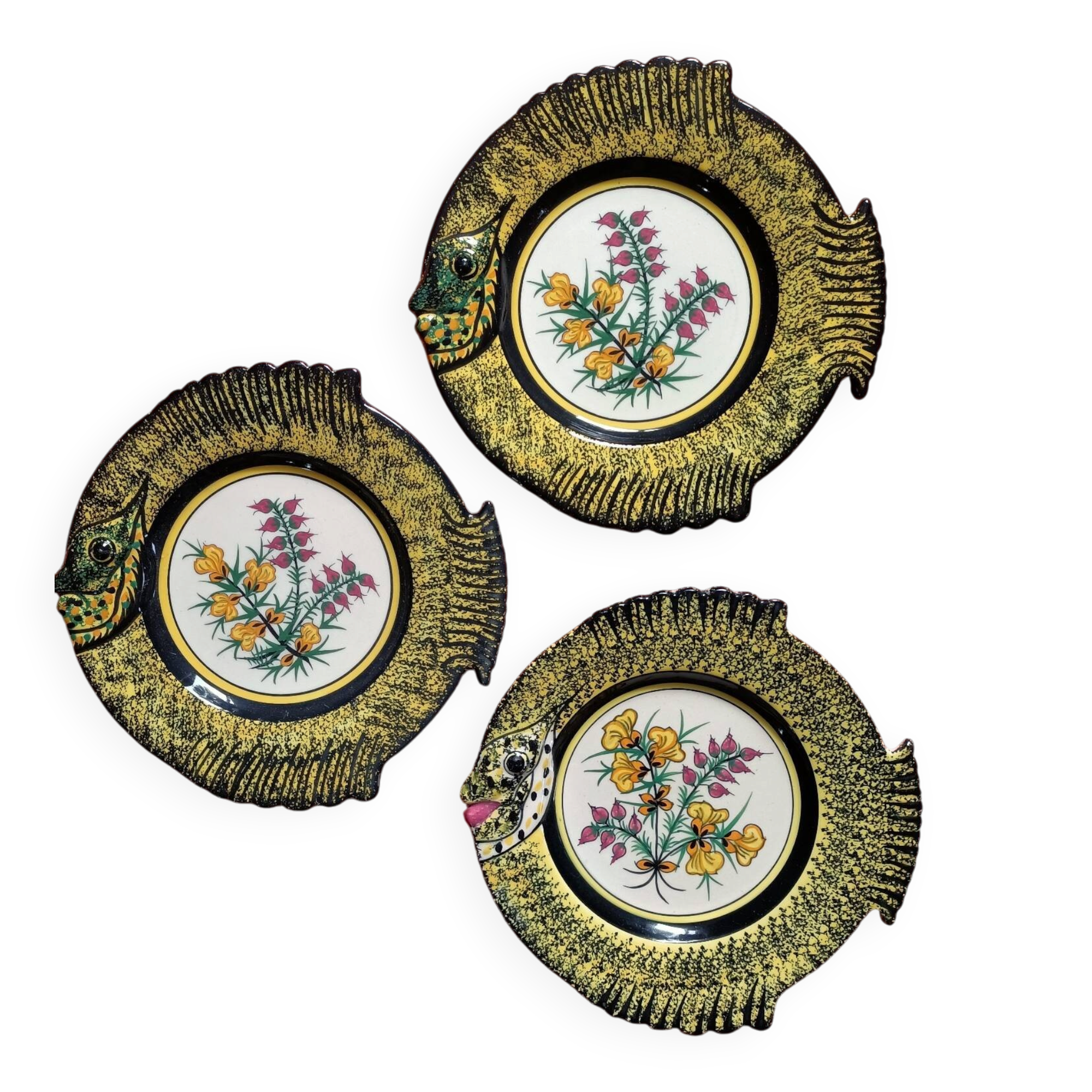 Ensemble d'assiettes Poissons Henriot Quimper