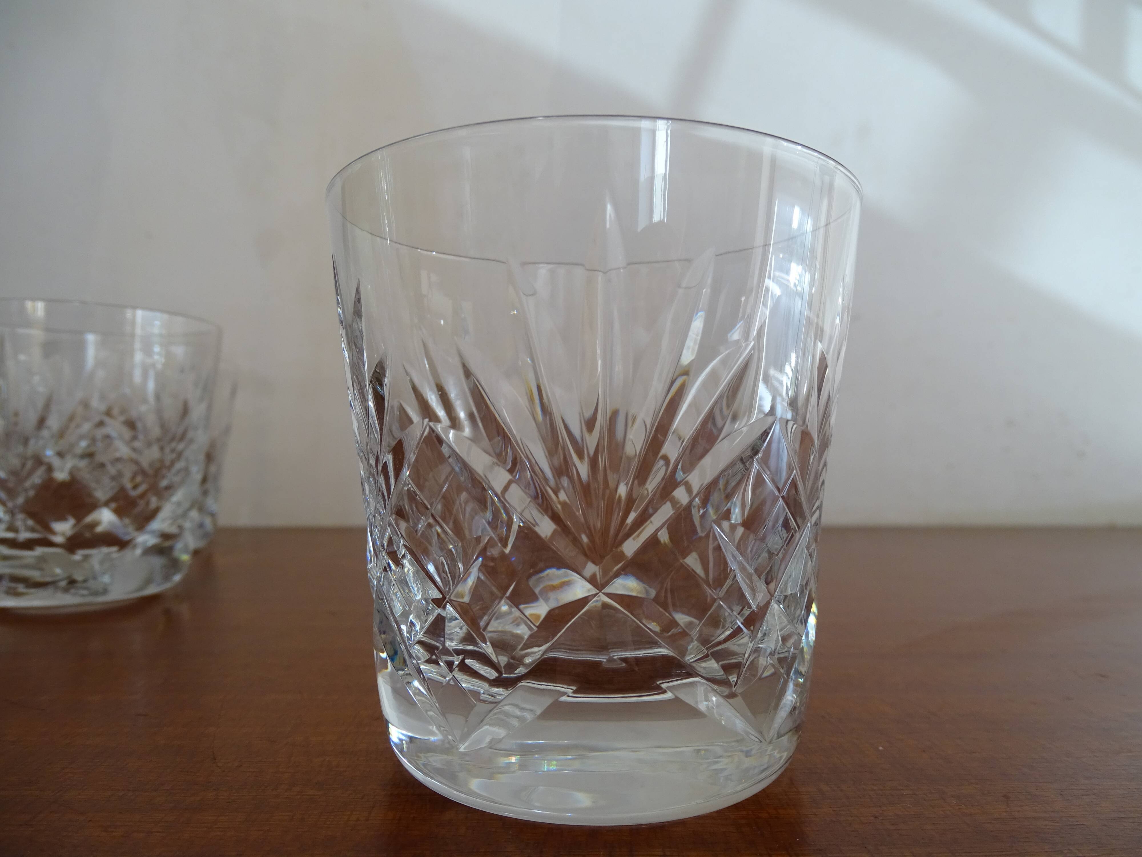 6 glass whisky crystal cut chantilly model signed, Cristal Saint Louis