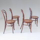1900s Set of Four Bentwood and Cane Dining Chairs by Josef Hoffmann, Labele