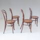 1900s Set of Four Bentwood and Cane Dining Chairs by Josef Hoffmann, Labele