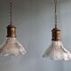 Pair of Holophane wall lamps in grooved glass, 1920s-30s